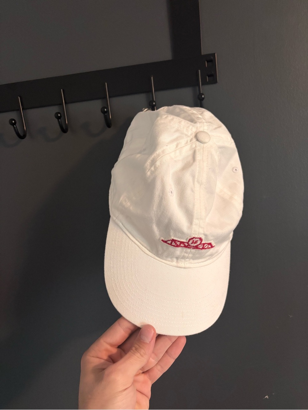Smathers & Branson cap hat White Baseball Cap with Red Embroidered Detail